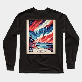 Toronto Ontario Canada Starry Night Aurora Boreal Vintage Poster Tourism Long Sleeve T-Shirt